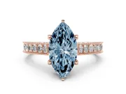 Marquise Vintage Hidden Halo Engagement Ring Setting for a Fancy Blue Lab-Grown Diamond | Milgrain Pave Band | Rose Gold