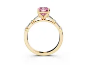 Cushion Cut Baguette Side Stone Engagement Ring Setting for a Fancy Pink Lab-Grown Diamond | Yellow Gold