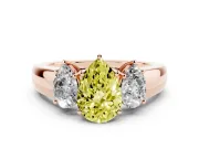 Pear-Shaped 3 Stone Engagement Ring Setting for a Fancy Yellow Lab-Grown Diamond | Rose Gold