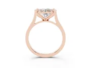 Round Claw Corner Halo Engagement Ring Setting | Slim Plain Band | Rose Gold