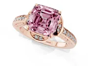 Asscher Cut Floral Pavé Engagement Ring Setting for a Fancy Pink Lab-Grown Diamond | Rose Gold