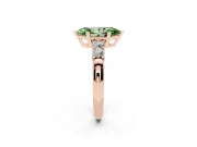 Fancy Green Marquise Cut Diamond Five-Stone Prong Set Engagement Ring Set in Rose gold with Channel Band