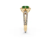 Radiant Cut Floral Halo Engagement Ring Setting for a Fancy Green Lab-Grown Diamond | Pavé Split Shank | Yellow Gold