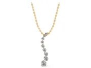 Round Lab-Grown Diamond Graduated Curve Pendant Necklace | Linked Prong Heads | Yellow Gold