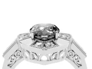 Fancy Black Pear Cut Diamond Milgrain Halo Ring Set in White gold with Split Shank