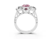 Round Engagement Ring Setting for a Fancy Pink Lab-Grown Diamond | Three Stone | White Gold
