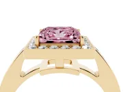Princess Cut Framed Halo Engagement Ring Setting for a Fancy Pink Lab-Grown Diamond | Yellow Gold