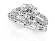 Round Cut Diamond Solitaire Twist Band Ring Set in Silver with Pavé Setting and Prong Head