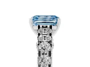 Emerald Cut Graduated Cathedral Engagement Ring Setting for a Fancy Blue Lab-Grown Diamond | Side Stones | Platinum