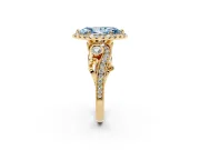 Marquise Vintage Halo Engagement Ring Setting for a Fancy Blue Lab-Grown Diamond | Bezel Shoulder Accents | Yellow Gold