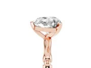 Heart Cut Diamond Solitaire Ring Set in Rose gold with Bamboo Band and Prong Setting