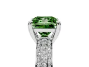 Princess Cut Three Row Pave Engagement Ring Setting for a Fancy Green Lab-Grown Diamond | White Gold