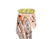 Emerald Cut Bypass Hidden Halo Engagement Ring Setting for a Fancy Yellow Lab-Grown Diamond | Graduated Pavé | Rose Gold