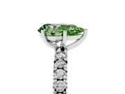 Pear-Shaped Pavé Engagement Ring Setting for a Fancy Green Lab-Grown Diamond | Sterling Silver