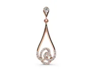 Round Lab-Grown Diamond Pavé Swirl Teardrop Pendant Necklace | Open Drop | Rose Gold