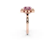 Asscher Cut Milgrain Cluster Halo Engagement Ring Setting for a Fancy Pink Lab-Grown Diamond | Plain Band | Rose Gold