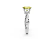 Fancy Yellow Oval Cut Diamond Twist Band Solitaire Set in Silver with Pavé Accents and Prong Setting