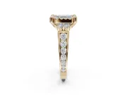 Asscher Cut Halo Engagement Ring Setting for a Fancy Blue Lab-Grown Diamond | Graduated Channel Band | Yellow Gold