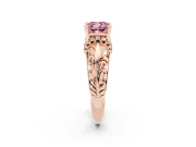 Cushion Cut Filigree Engagement Ring Setting for a Fancy Pink Lab-Grown Diamond | Rose Gold