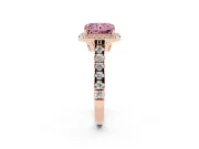 Radiant Cut Accented Halo Engagement Ring Setting for a Fancy Pink Lab-Grown Diamond | Rose Gold