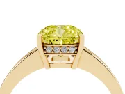 Cushion Cut Pave Solitaire Engagement Ring Setting for a Fancy Yellow Lab-Grown Diamond | Accented Basket | Yellow Gold