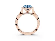 Round Halo Engagement Ring Setting for a Fancy Blue Lab-Grown Diamond | Pavé Twist Band | Rose Gold