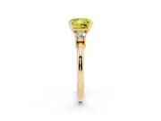 Fancy Yellow Three-Stone Princess Cut Diamond Ring Set in Yellow gold with Prong Setting and Plain Band