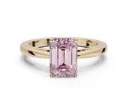 Emerald Cut Cathedral Engagement Ring Setting for a Fancy Pink Lab-Grown Diamond | Yellow Gold - Design NV-24626