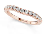 Round Diamond Curved Eternity Band Set in Rose gold with Pavé Shared Prongs