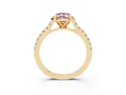 Emerald Cut Floral Petal Engagement Ring Setting for a Fancy Pink Lab-Grown Diamond | Petal Accents | Yellow Gold