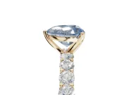 Heart-Shaped Shared Prong Engagement Ring Setting for a Fancy Blue Lab-Grown Diamond | Yellow Gold
