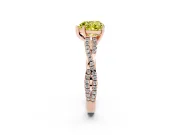 Fancy Yellow Heart Cut Diamond Solitaire Engagement Ring Set in Rose gold with Twisted Pavé Band and Prong Setting