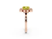Asscher Cut Milgrain Cluster Halo Engagement Ring Setting for a Fancy Yellow Lab-Grown Diamond | Plain Band | Rose Gold