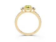 Emerald Cut Three Stone Engagement Ring Setting for a Fancy Yellow Lab-Grown Diamond | Pave Shoulders | Yellow Gold