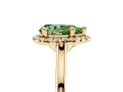 Pear-Shaped Halo Engagement Ring Setting for a Fancy Green Lab-Grown Diamond | Plain Polished Band | Yellow Gold