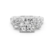 Princess Cut Diamond Three-Stone Ring Set in Platinum with Braided Band