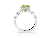 Princess Cut Milgrain Halo Engagement Ring Setting for a Fancy Yellow Lab-Grown Diamond | Graduated Shoulders | Platinum