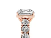 Asscher Cut Cut-Down Side Stone Engagement Ring Setting | Scalloped Shoulders | Rose Gold