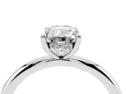 Emerald Cut Hidden Halo Engagement Ring Setting | Thin Plain Band | Sterling Silver