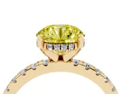 Round Hidden Halo Solitaire Engagement Ring Setting for a Fancy Yellow Lab-Grown Diamond | Pave Band | Yellow Gold