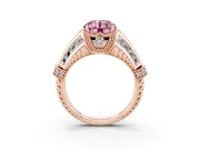 Round Vintage Milgrain Engagement Ring Setting for a Fancy Pink Lab-Grown Diamond | Hidden Halo | Rose Gold