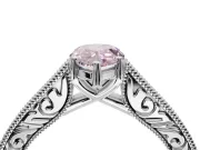Pear-Shaped Vintage Engraved Pavé Engagement Ring Setting for a Fancy Pink Lab-Grown Diamond | Milgrain Edges | Platinum