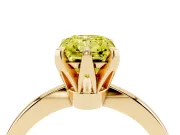 Fancy Yellow Radiant Cut Diamond Solitaire Engagement Ring Set in Yellow gold with Slim Tapered Solitaire Band