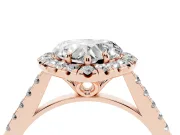 Heart-Shaped Raised Halo Engagement Ring Setting | Pave Band | Rose Gold
