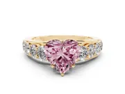 Heart-Shaped Engagement Ring Setting for a Fancy Pink Lab-Grown Diamond | Yellow Gold - Design NV-24645
