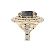 Oval Double Halo Engagement Ring Setting for a Black Center | Pavé Shoulders | Yellow Gold