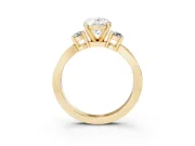 Three-Stone Oval Cut Diamond Twist Band Ring Set in Yellow gold with Pavé Accents and Prong Setting