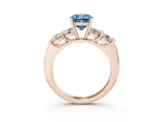 Cushion Cut Five Stone Engagement Ring Setting for a Fancy Blue Lab-Grown Diamond | Prong Set Side Stones | Rose Gold