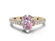Pear-Shaped Pavé Solitaire Engagement Ring Setting for a Fancy Pink Lab-Grown Diamond | Crossover Gallery | Yellow Gold