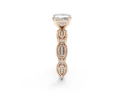 Princess Cut Vintage Milgrain Engagement Ring Setting | Graduated Stations | Rose Gold